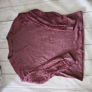 Boutique V-Neck Blouse with Lace Sleeves